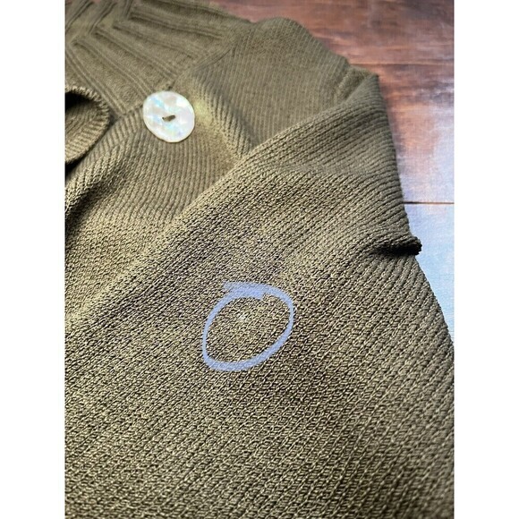 womens maria ficalora Single Cross neck button olive green Cardigan Size M - Picture 11 of 11